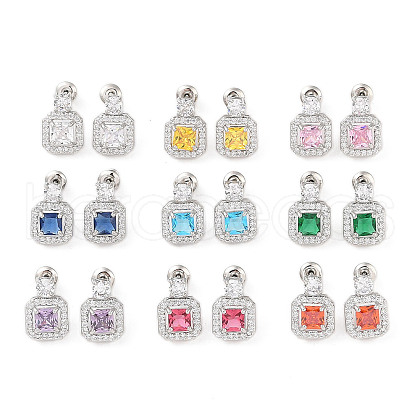 Rack Plating Brass Micro Pave Cubic Zirconia Stud Earrings EJEW-I304-11P-1