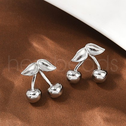 Cherry Brass Stud Earrings EJEW-F895-19P-1