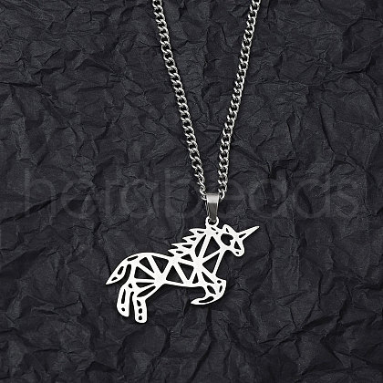 Non-Tarnish 201 Stainless Steel Pendant Necklaces for Man NJEW-Q336-02D-P-1