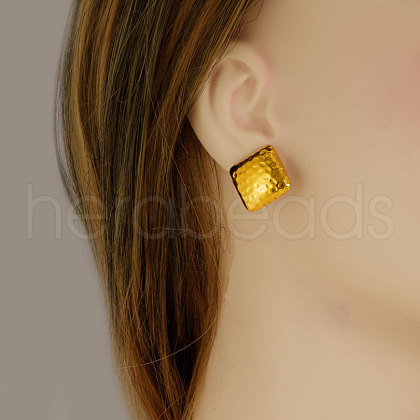 Elegant 304 Stainless Steel Textured Square Stud Earrings QF1514-2-1