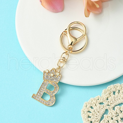 Golden Alloy Rhinestone Keychain KEYC-YW00105-02-1