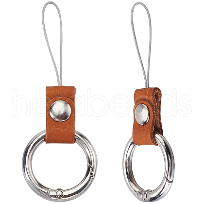Gorgecraft 2Pcs Leather and Zinc Alloy Mobile Phone Finger Rings AJEW-GF0010-08B-1