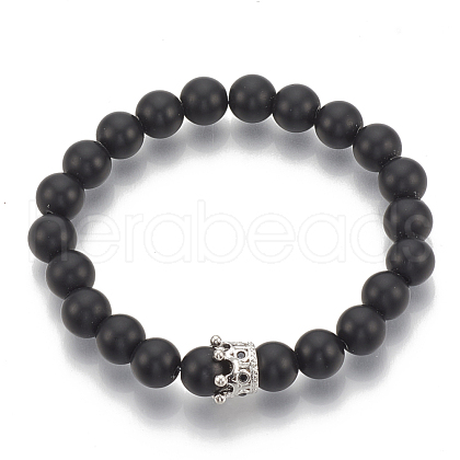 Synthetic Lava Rock Stretch Bracelets ZIRC-T006-24P-01-1