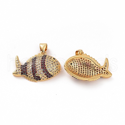 Brass Micro Pave Clear Cubic Zirconia Pendants ZIRC-F135-03G-02-1