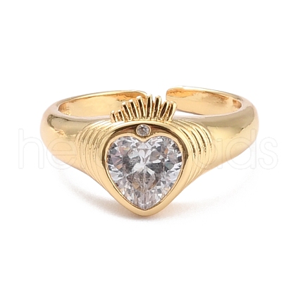 Heart Cubic Zirconia Crystal Wide Band Ring ZIRC-C025-08G-1