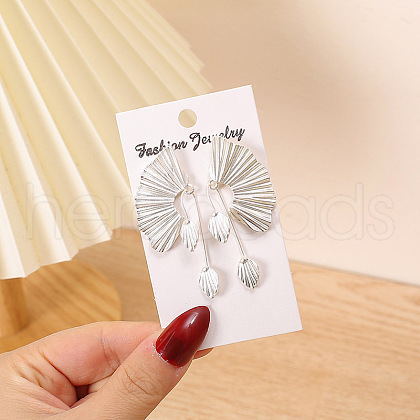 Fan with Leaf Alloy Dangle Stud Earrings FS-WGF637E-02-1