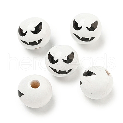 Printed Wood European Beads WOOD-G022-08A-14-1