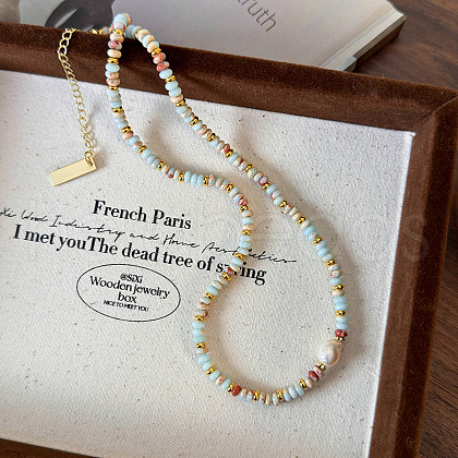 Synthetic Shoushan Stone & Pearl Beaded Necklaces for Unique and Stylish Outfit Accessories ZI0773-1