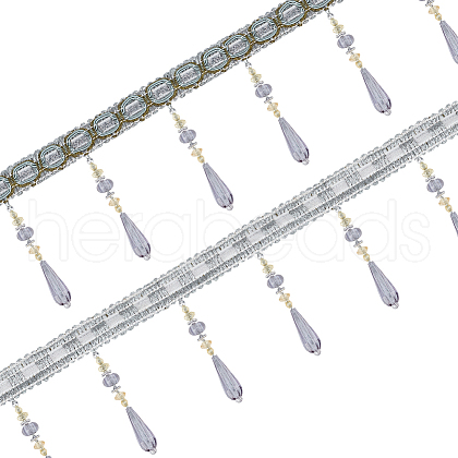 12M Polyester Fringe Lace Trims SRIB-WH0026-26C-1