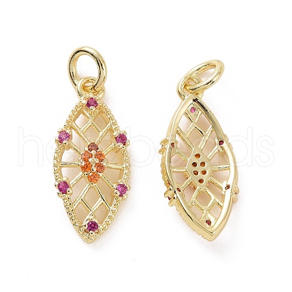 Brass Micro Pave Colorful Cubic Zirconia Pendants KK-E068-VF156-1