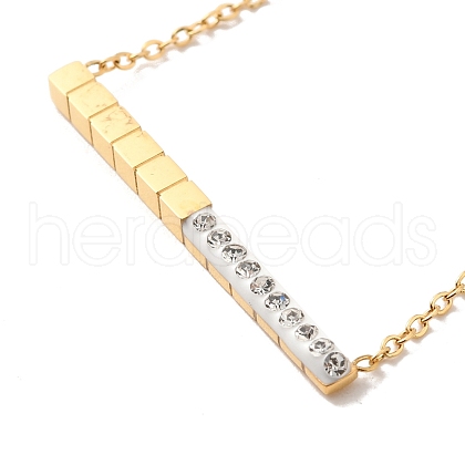 Ion Plating(IP) 304 Stainless Steel Rectangle Bar Pendant Necklaces NJEW-P290-01G-1