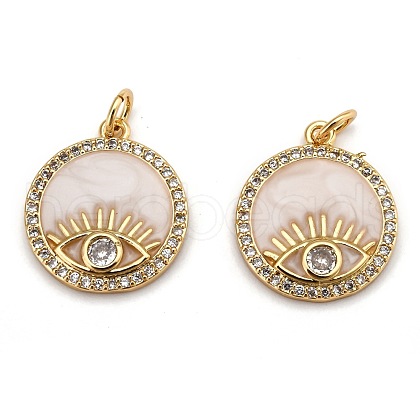 Brass Micro Pave Clear Cubic Zirconia Pendants ZIRC-B0003-14G-1