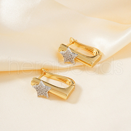 Brass Clear Cubic Zirconia Hoop Earrings PP3741-1-1