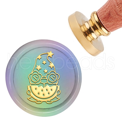 Brass Wax Seal Stamp with Handle AJEW-WH0184-0136-1