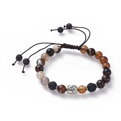 Braided Bead Bracelets BJEW-JB04746-03-1