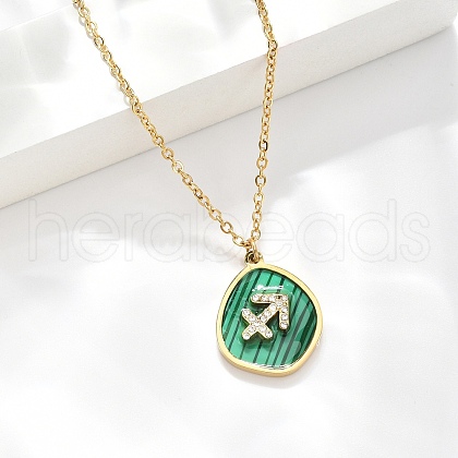 304 Stainless Steel Micro Pave Cubic Zirconia constellation Pendant Necklaces NJEW-R021-01G-09-1