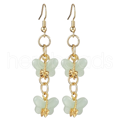 Butterfly Glass Dangle Earrings EJEW-JE05769-1