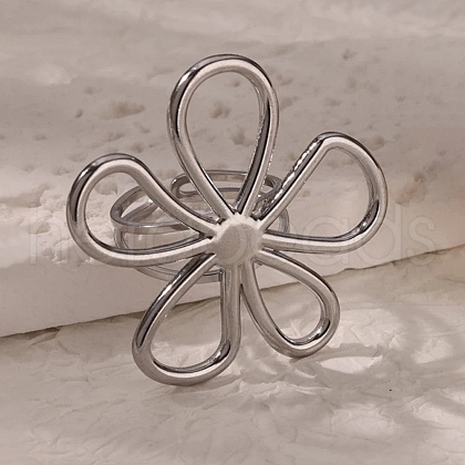 304 Stainless Steel Open Cuff Rings for Women RJEW-U060-04A-P-1