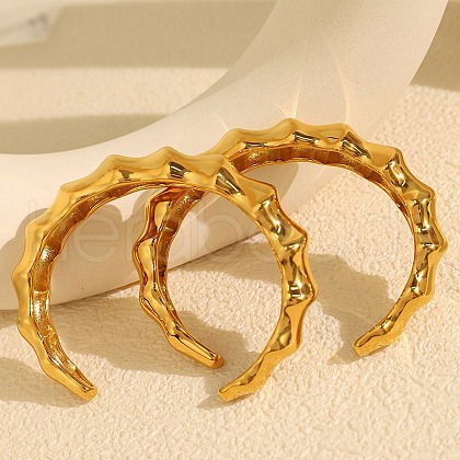 Europe and America Styles 304 Stainless Steel Cuff Bangles for Women BJEW-S165-01G-1