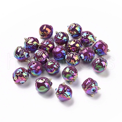 UV Plating Rainbow Iridescent Acrylic Beads OACR-A018-03C-1