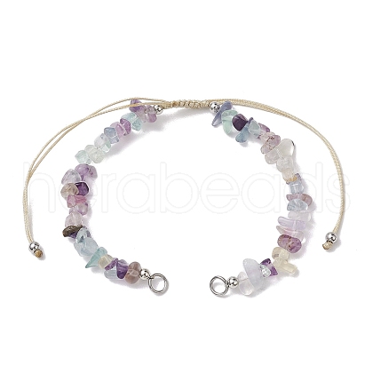 Natural Fluorite Chip Nylon Braided Beaded Bracelet Making AJEW-JB01296-08-1