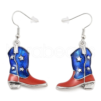 Independence Day Theme Alloy Enamel Dangle Earrings for Women EJEW-F335-01P-02-1