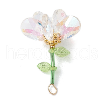 Handmade Glass Beaded Flower Pendants PALLOY-MZ00742-03-1