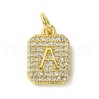 Rack Plating Brass Micro Pave Clear Cubic Zirconia Charms KK-G501-01A-G-1