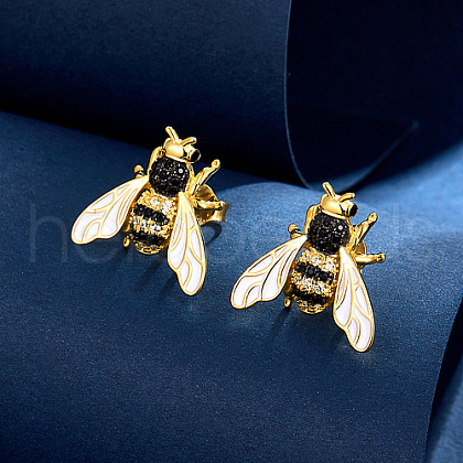 Bee Shape 925 Sterling Silver Stud Earrings KS3450-1
