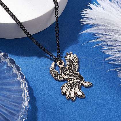 Alloy Enamel Black & White Pendant Necklaces NJEW-JN05121-03-1