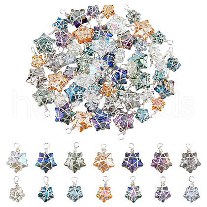 56Pcs 14 Style Copper Wired Electroplate Glass Charms PALLOY-AB00227-1