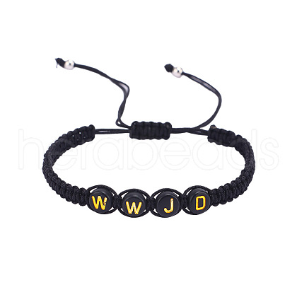 Adjustable Unisex Letter WWJD Acrylic Braided Bead Bracelets RA5830-6-1