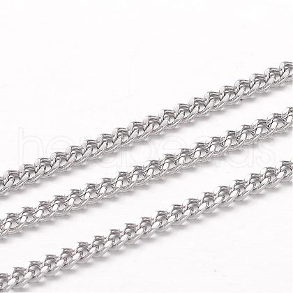 Tarnish Resistant 304 Stainless Steel Curb Chains CHS-K004-01P-0.6mm-1