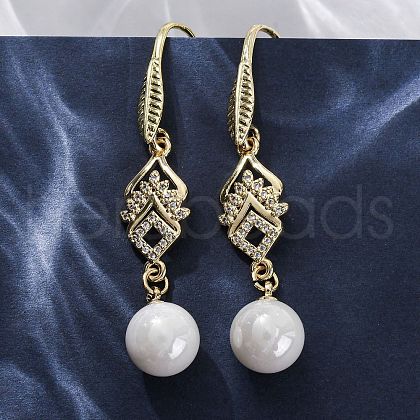 Brass Micro Pave Clear Cubic Zirconia Dangle Earrings EJEW-F362-04G-1