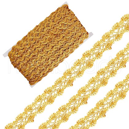 GORGECRAFT 13M Metallic Braided Lace Trim SRIB-WH0011-062B-1