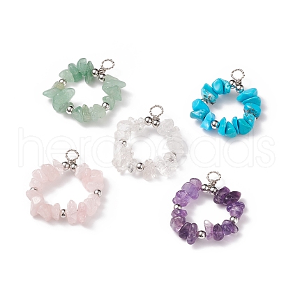 Natural Mixed Stone Pendants PALLOY-JF01787-1