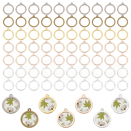  168Pcs 7 Colors Alloy Open Back Bezel Pendants FIND-PH0018-77-1