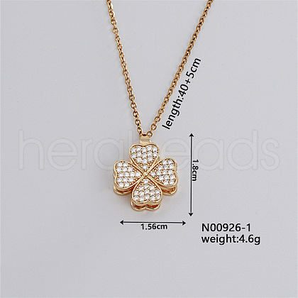 Clover Brass Pave Cat Eye Stone Cable Chain Pendants for Women CJ9790-1-1