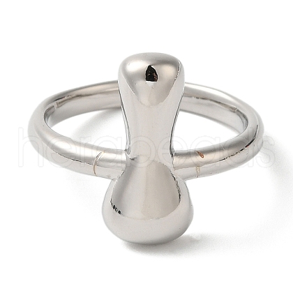 Initials Brass Open Cuff Ring for Women RJEW-N046-02I-P-1