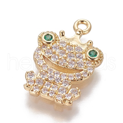 Brass Cubic Zirconia Pendants ZIRC-O029-13G-1