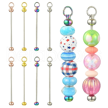 8Pcs 4 Colors Iron Bar Beadable Keychain for Jewelry Making DIY Crafts FIND-YW0005-17-1