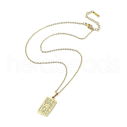 Rectangle with Twelve Constellations Pendant Necklaces NJEW-D069-01G-06-1