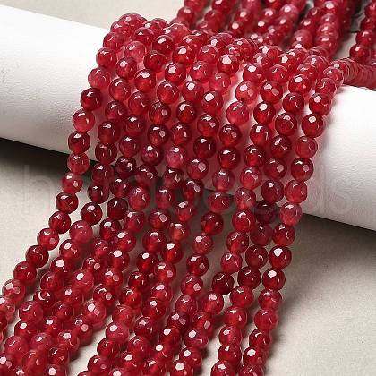 Dyed Natural White Jade Round Beads Strands X-G-E311-4mm-03-1