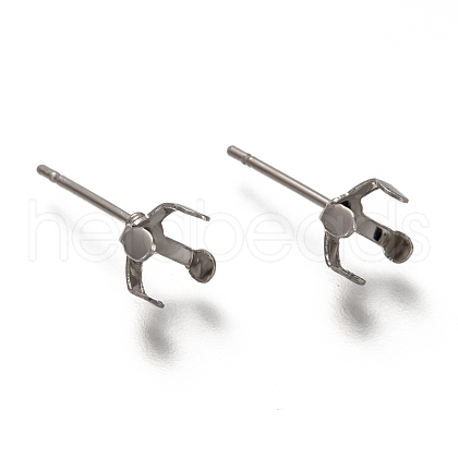 304 Stainless Steel Stud Earring Settings STAS-H130-18C-P-1