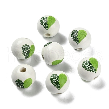 St. Patrick's Day Series Printed Schima Wood European Beads WOOD-V002-01E-1