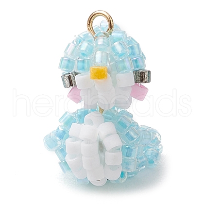 Seed Beads Beaded Charms PALLOY-MZ00318-02-1