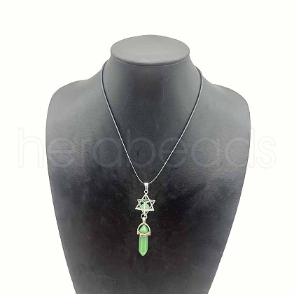 Natural Gemstone Merkaba Star with Double Terminated Point Pendant Necklaces for Women KL5824-3-1