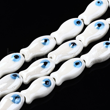 Handmade Porcelain Ceramic Beads Strands PORC-T006-03N-1