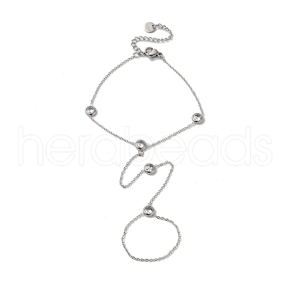 Stainless Steel & Falt Round Glass Ring Bracelets for Women BJEW-G719-03P-1