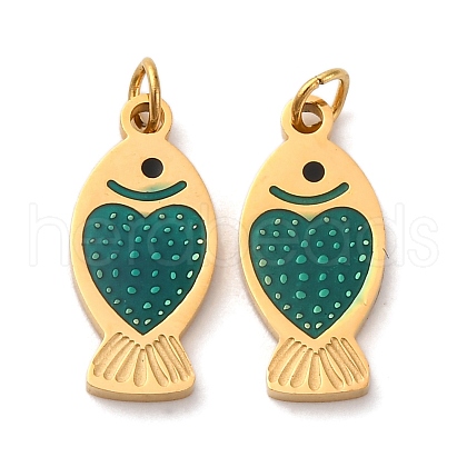 304 Stainless Steel Enamel Pendants STAS-U061-25G-A-1
